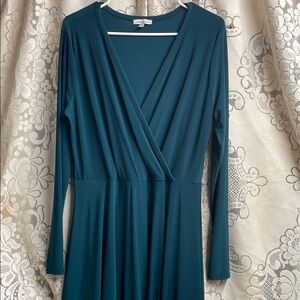 White Birch Elegant Teal Wrap Dress